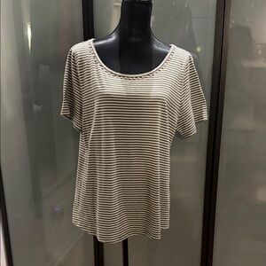 Striped Green  and White Women's Top